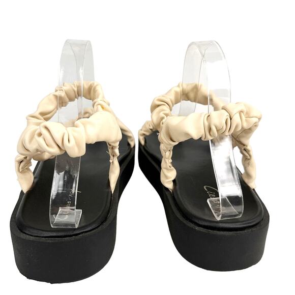 Circus NY Harlene Cream Black Comfort Platform Scrunch Sandals 8 - Picture 4 of 10